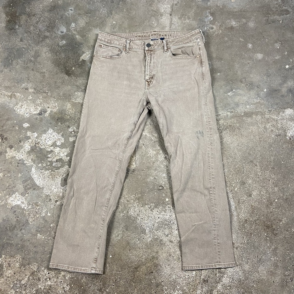 Vintage Y2K American Eagle Jeans Size 34x30 Beige Medium Wash Denim Straight Fit
